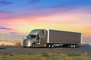 Semi Truck on Highway, Trucking, transpiration concept, USA