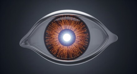 Futuristic eye with integrated technology, 3D Illustration.