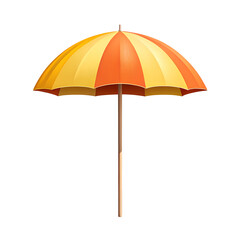 Obraz premium Bright orange and yellow striped beach umbrella isolated on transparent background