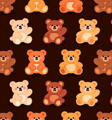 Cuddly Teddy Bear Pattern in Warm Tones