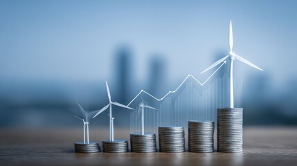 Conceptual image of rising energy prices with upward graph overlay, symbols of renewable energy sources and shifting global energy market