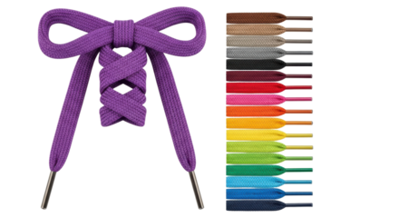 Vibrant shoelaces in multiple colors, perfect for fashion, design, and product presentations