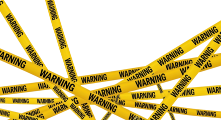Yellow warning tape on black background creates a sense of caution and alerts danger