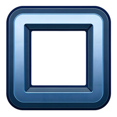 Metallic blue rounded square frame isolated on transparent background