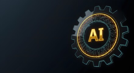 Naklejka premium Illustration of an AI concept with circuit board inside a gear.