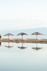 Beach Umbrellas Reflection