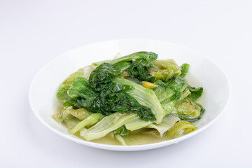 Stir-fried lettuce on the plate