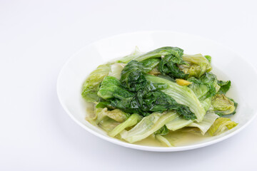 Stir-fried lettuce on the plate