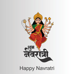 Happy Shubh Navratri: A Vision of Durga in Full Glory, Her Many Arms Holding the Universe’s Balance, Framed by the Vibrance of Celebration and Faith