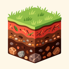 Healthy Soil Layers with Grass and Rocks