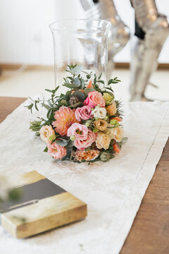 wedding bouquet on table