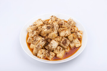 Stir-fried tofu on the plate