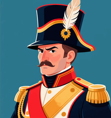 Illustrated Napoleon in Grand Military Uniform