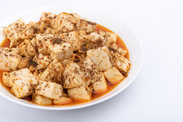 Stir-fried tofu on the plate