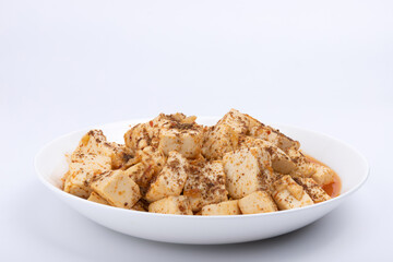Stir-fried tofu on the plate