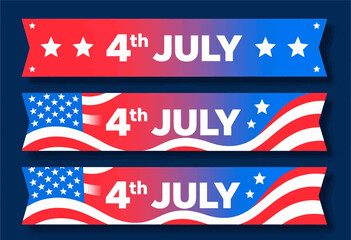 Patriotic 4th July Banners with Stars and Stripes