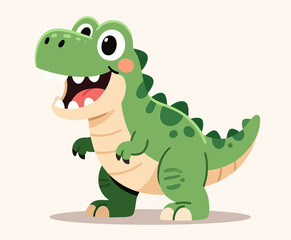 Playful Green Dinosaur Smiling in Bright Daylight