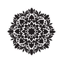 A vector illustration of a floral mandala silhouette. 