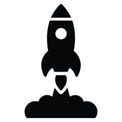 Rocket launch silhouette icon isolated on white background