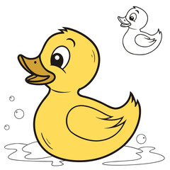 A yellow rubber ducky is floating in the water