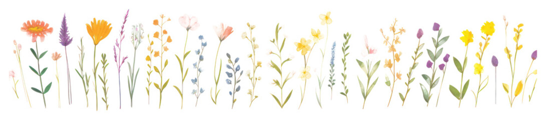 PNG Flowers as divider watercolor asteraceae graphics pattern.