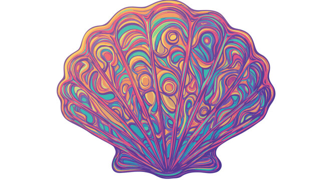 Colorful abstract seashell with swirling patterns perfect for beach-themed decor