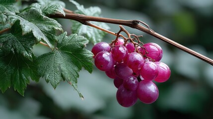 Close-up of a bunch of purple grapes on a vine