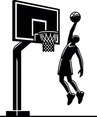 Fototapeta premium Basketball player dunking the ball about to score in the hoop