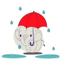 Cute elephant with balloon cartoon hand drawn vector illustration. Can be used for t-shirt print, kids wear fashion design, baby shower invitation card. Eps 10. Vector illustration.