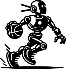 Robot Basketball Player Dribbling Ball