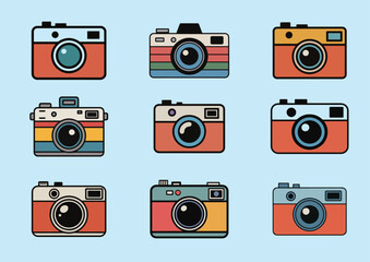 Retro photo camera icon, Retro photo camera vector