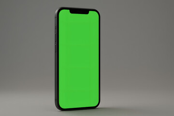 Modern smartphone mockup with green screen displayed in upright position ready for custom digital content integration
