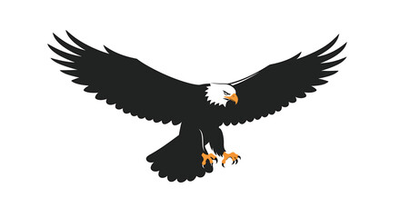 Obraz premium Silhouette of a bald eagle in flight, showcasing powerful wings and sharp talons.