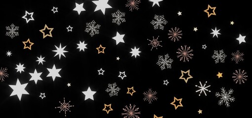 Beautiful winter background with stars and snowflakes. Perfect for holidays, cards, and winter designs.