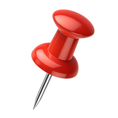 Shiny red pushpin isolated on transparent background
