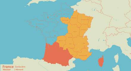 Naklejka premium Historical map of France, highlighting territorial changes over time.