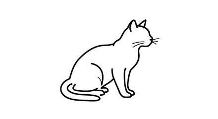 Simple line drawing of a cat sitting, profile view, elegant, minimalist design.