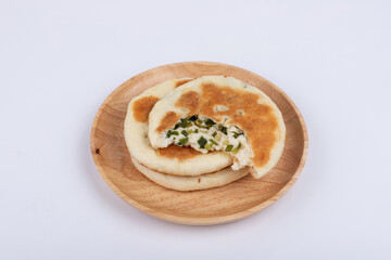 The leek pancakes on the plate