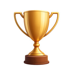 Golden trophy cup with handles isolated on transparent background