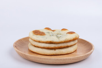 The leek pancakes on the plate