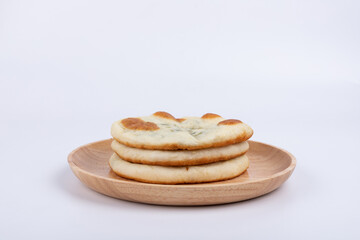 The leek pancakes on the plate