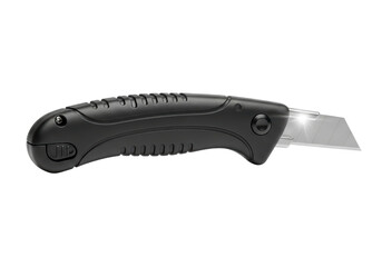 Obraz premium Ergonomic black utility knife with retractable blade design