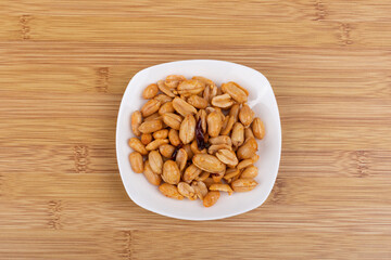 The peanuts in the plate