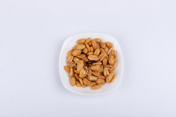 The peanuts in the plate