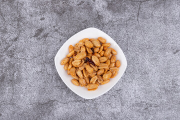 The peanuts in the plate