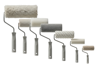 Assorted paint rollers in varying sizes and textures for painting projects