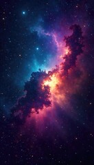A celestial canvas, swirling nebulae and vibrant starscapes depict divine artistry, a cosmic masterpiece of light and color , astronomy, cosmos