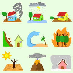 illustration set of natural disaster