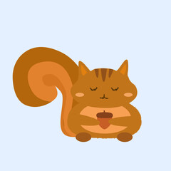 squirrel cartoon. squirrel with tiny acorn