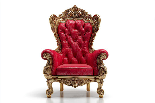 Ornate red chair gold frame luxury furniture throne seating regal design